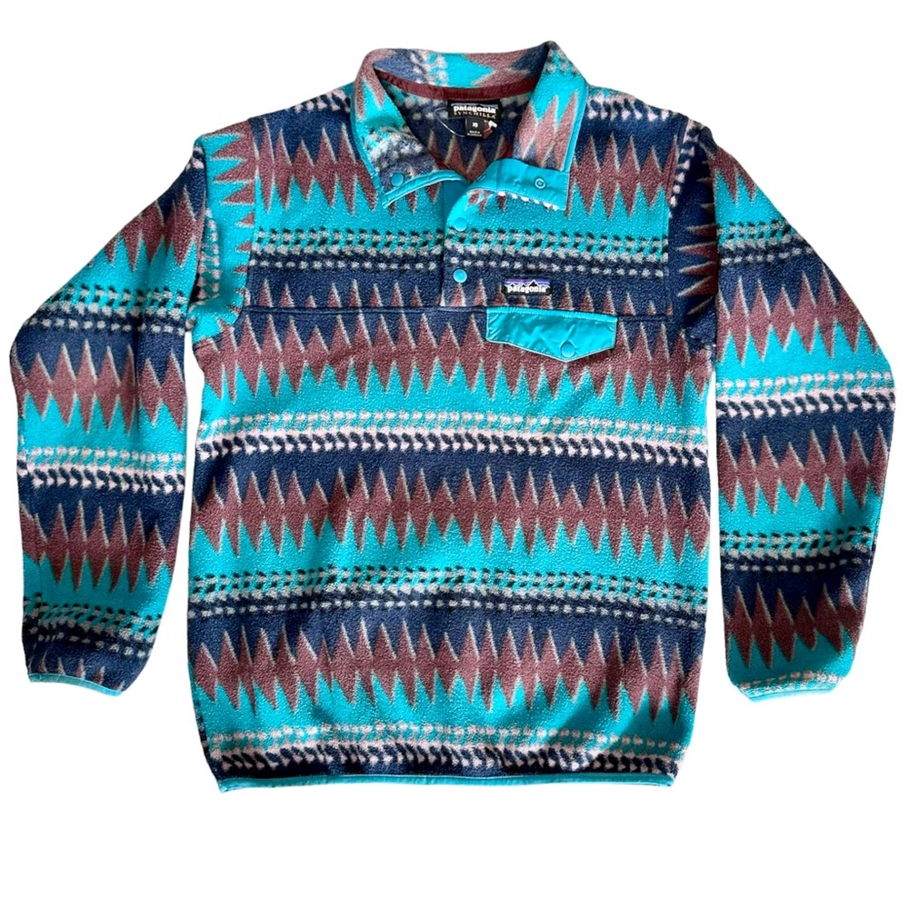 Patagonia Synchilla Snap-T Pullover Fleece Jacket Women XS Laughing Waters Aztec